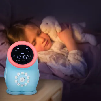 Digitalna Budilka Za Otroke Nočno Omarico Pisane Noč Svetlobe Spanja Usposabljanje Zbudi Zjutraj