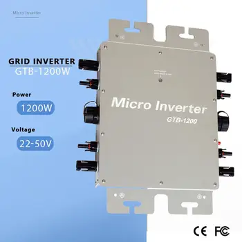 Sončne Pametna Omrežja Brezžični Inverter GTB-1200W MPPT Za PV Sistem za Spremljanje 22-50VDC AC Vodotesen IP65 Z WIFI Komunikacija