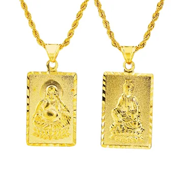 24K Gold obesek Buda oznako Maitreja medenina prevlečeno pravi 24K gold ogrlice za moške in ženske obesek mati darila brez verige