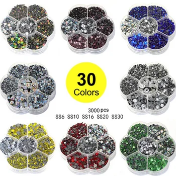 3000Pcs lepila na kristalno okrasnih za oblačila Vroče Nalepke Flatback Nohtov Okrasnih 3D Nail Art Okras Kristalno 2-6.6 mm