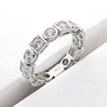Poročni Prstan 925 Sterling Srebro 2.4 Ct Krog Sintetični Diamant Udejstvovanje Poroka Za Ženske