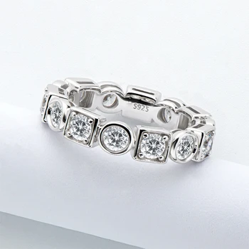 Poročni Prstan 925 Sterling Srebro 2.4 Ct Krog Sintetični Diamant Udejstvovanje Poroka Za Ženske
