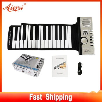 Aiersi Prenosna Zložljiva Roll Up MIDI Prilagodljiv Klavir 49 61 88 Tipke Mehko Silikonsko Tipkovnico Elektronske Orgle glasbene darila za otrok