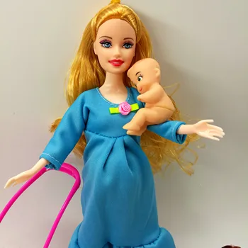 Vroče Prodaje Lutke Pohištvo Otroci Igrajo Hiša Kompleti Za Nosečnice Lutka Baby Voziček Vrtec Igrače Kelly Dekleta Darilo Za Barbie