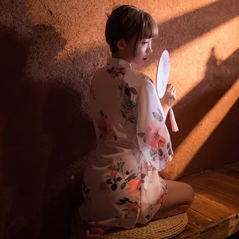 Japonski Gejša Kopalni Plašč Cvet Tradicionalnih Seksi Kratka Noč Haljo Obleke Yukata Kimono Ženske Svoboden Odraslih Spolne Fantazije Kostum