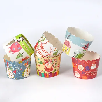 50pcs Božič Cupcake Ovojni Papir Cake Box Pecivo Olje-dokazilo Muffin Peko Pokal Rojstni dan Namiznih Torto Dekoracijo Orodja