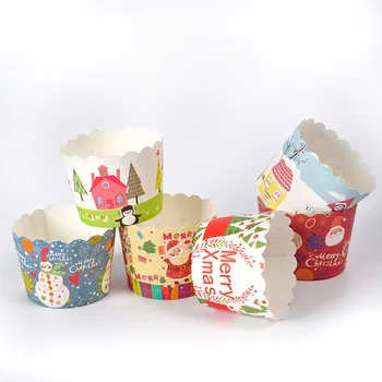 50pcs Božič Cupcake Ovojni Papir Cake Box Pecivo Olje-dokazilo Muffin Peko Pokal Rojstni dan Namiznih Torto Dekoracijo Orodja