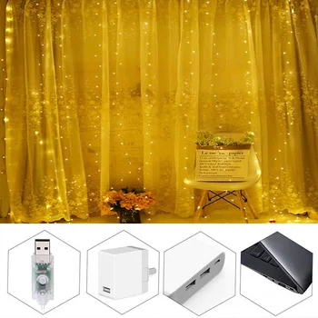 Amazon Vroče Prodajo Razsvetljava 300 Svetlobe USB Zavese Bakreno Svetilko, Poroka, Počitnice Dekoracijo USB Baker Zavese Lučka