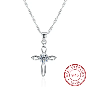 INALIS 925 sterling srebro ženski vzmetenje obesek vratu diamantni kristal Križ ogrlico, darila za ženske, nakit dekle