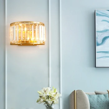 Post-moderni Crystal stenska svetilka Nordijska Ustvarjalne Spalnica Posteljne Svetilke Stekleni Preprost Dnevni Sobi Stopnice Led Notranji Steni razkošje svetlobe
