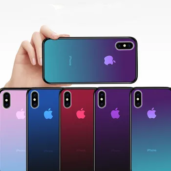 Za iPhone 11 Pro Max Primeru Gradient Barve Aurora Kaljeno Steklo Ohišje Za iPhone XS Max XR XS X 7 8 6 6S Plus 11 Pro Trd Capa