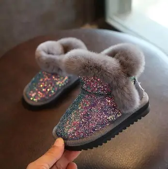 2020 Zimski Otroški Modni sneg škornji debel Otrok Pravega Usnja toplo plišastih mehko dno baby dekleta škornji zimski smučarski čevelj za otroka