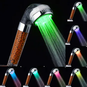 7 Pisane Spreminjanje LED Anion Spa Tuš Glavo Nadzor Temperature Kopalnica Visokim Tlakom za Varčevanje z Vodo filter Roko Tuš glavo