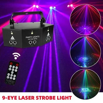 Strokovno RGB Laser Light 9 ESKUyes Lasersko Svetlobo DMX Fazi Luč za Disco Dance dvorane Palice KTV nočni klub Poroko Družini Stranka