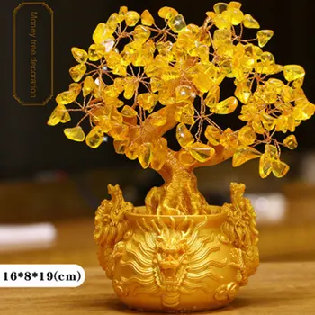 Kitajski Zlati Kristalno Srečo, Denar, Bogastvo Drevo SREČO, Bogastvo Bogastvo Home Office Dekoracijo Ornament Figurice Najboljših Daril