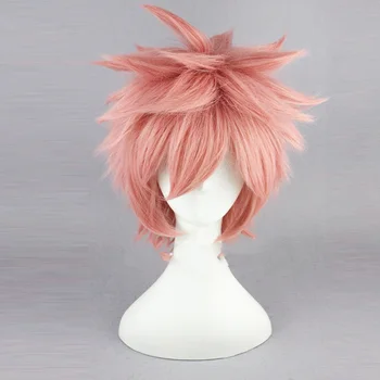 Fairy Tail Natsu Dragneel Lasuljo 30 cm Kratek Naravnost Lasuljo za Moški Ženske Unisex Kostum Cosplay Roza
