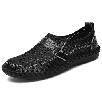 Čisto Nov Poletni Moški Priložnostne čevlji Dihanje Očesa tkanine, Loafers Mehko Stanovanj Sandali Ročno Moško Vožnjo čevlji velikosti 38-50