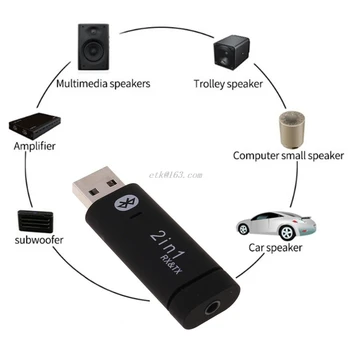2 V 1 za Stereo Brezžična tehnologija Bluetooth 5.0 AUX Tok Pametni USB Audio Sprejemnik Oddajnik Funkcija za Zmanjšanje Šuma