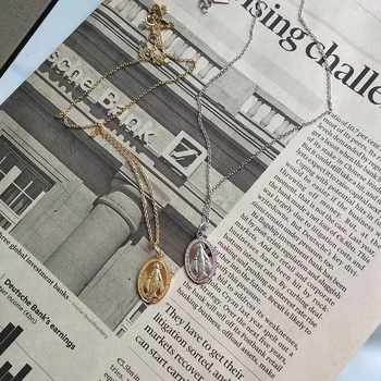 925 sterling srebro vintage mode fine preprost Marija ogrlico, obesek divje trendy 2018 portret ogrlica za ženske čar nakit