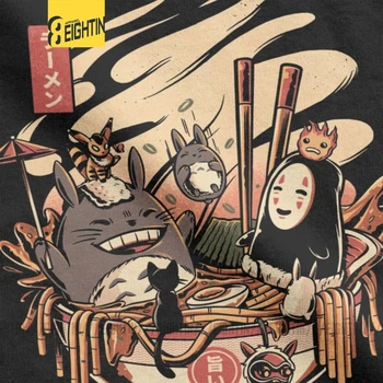Ramen Pool Party Japonski Harajuku Hayao Miyazaki Totoro Bombaža T-Srajce, Classic Fit, Tee Rokavi Moški Smešne Majice S Kratkimi Rokavi Kratkimi Rokavi