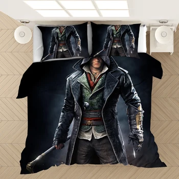 Assassin ' s Creed 3D-Tiskana Posteljnina Nabor Rjuhe Prevleke Pillowcases Tolažnik Posteljnina Nabor Bedclothes Posteljno Perilo(NE stanja)