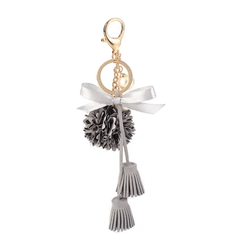 Nov čar, moda Čipke Usnje rose cvet ključnih verige srčkan tassel cvet ključnih verige ženske keychain ženska torba obesek nakit