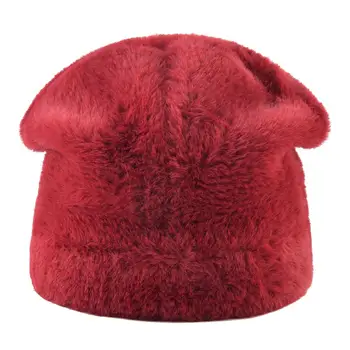 Specializiranimi za umetno krzno, pozimi klobuk ženske kapa klobuki za ženske Posnemajo volnene kape skullies ženske pletene beanies gospe priložnostne skp bonnet
