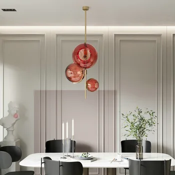 Nordijska rdeče steklo lestenec, restavracija, trgovina sodobno minimalistično spalnica oblikovalec italijanske kreativne tri-vodja svetilka