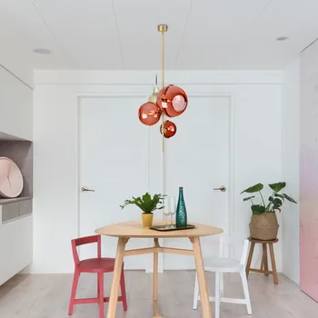 Nordijska rdeče steklo lestenec, restavracija, trgovina sodobno minimalistično spalnica oblikovalec italijanske kreativne tri-vodja svetilka