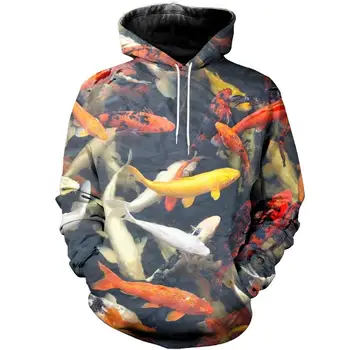 Živali, rib lepo vzorec 3D Tiskanih Moški pulover s kapuco Harajuku Modna Unisex Majica Priložnostne Puloverju sudadera hombre