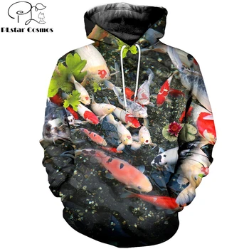 Živali, rib lepo vzorec 3D Tiskanih Moški pulover s kapuco Harajuku Modna Unisex Majica Priložnostne Puloverju sudadera hombre