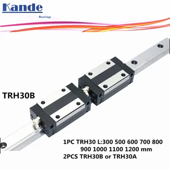Natančnost železniškega 1PC TRH30 Linearni vodnik + 2PCS TRH30B Blok ali TRH30A Prirobnica Blok L 300-1200 mm za CNC