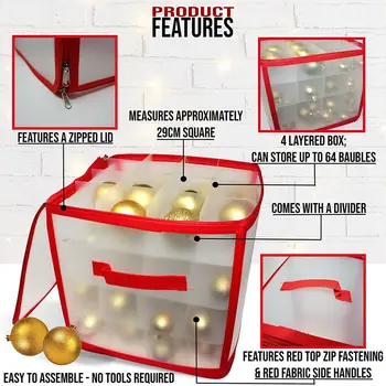 1 Kos Pvc Prozorni Božično Darilo Škatla za Shranjevanje Velika Zložljiva Škatla za Shranjevanje Multi-layer Božični Kroglice Škatla za Shranjevanje