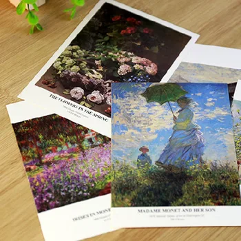 30Pcs/Paket Claude Monet Oljna slika, Dopisnica Letnik Monet Slike Čestitam/voščilnico/Želijo Kartico/Moda Darilo
