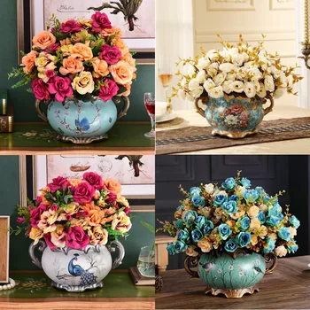 Evropski Keramične Vaze Suhih rož, cvetlični Aranžma Wobble Ploščo dnevna Soba Vhod Poroka Okraski Okraski