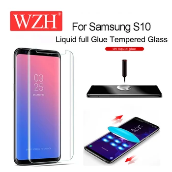 WZH Kaljeno Steklo za Samsung Galaxy S10 S10Plus S10E UV Tekoče polno Lepilo za Samsung S8 9 plus Opomba 8 9 Screen Protector