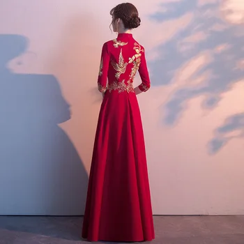 Rdeča poročne obleke Kitajski poroko cheongsam obleke krilo ženske sodobne Azijske Ženske, vezenih A-line Formalno Halje vestido