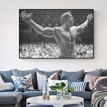 Bodybuilding Platno Slikarstvo Fitnes Inspirativno Plakatov in Fotografij Wall Art Schwarzenegger za Dnevni Sobi Doma Dekor Cuadros
