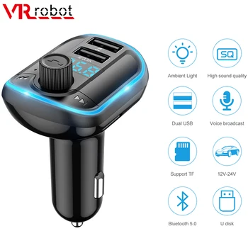 VR robot Bluetooth 5.0 FM Oddajnik Brezžični kompletom za Prostoročno Bluetooth Avto MP3 Predvajalnik z LED Luči EQ Model