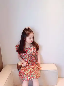 Poletje Rdeče Dekle je Cvetlični Obleko Otrok korejski Bele Obleke Otroci Princesa 1-6 Let blagovne Znamke Novorojenih Priložnostne Skrit Oblačila