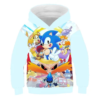 Otroci Sonic Hedgehog Sweatshirts poliester Hoodies 4-14Years Otroci risanka Sweatshirts jeseni, pozimi Fantje vroče prodajo Oblačil
