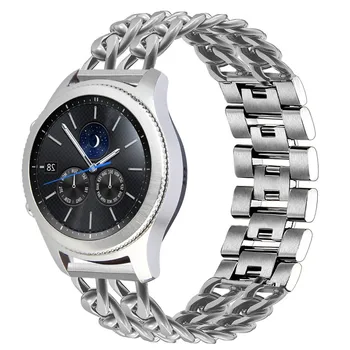 Za Samsung Prestavi S3 Watch Band 22 mm Kavboj Verige Zapestnica iz Nerjavečega Jekla za Galaxy Watch 3 45mm 46mm Trak Kovinski Pas