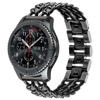 Za Samsung Prestavi S3 Watch Band 22 mm Kavboj Verige Zapestnica iz Nerjavečega Jekla za Galaxy Watch 3 45mm 46mm Trak Kovinski Pas