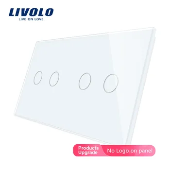 Livolo Luksuzni White Pearl Kristalno Steklo,151mm*80 mm, EU standard, Dvojna Steklena Plošča VL-C7-C2/C2-11