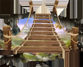 Ozadja Youman 3D Talne Nalepke Vinyl Izmenljive Lesenega Mostu Decals Ustvarjalna Soba Za Spalnice Otroške Stenske Nalepke Doma Dekor