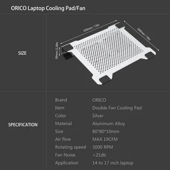 ORICO NA15 Aluminijasti Radiator Cracket Cooling Pad Laptop Stojala za Mac Prenosnik Manj Kot 15