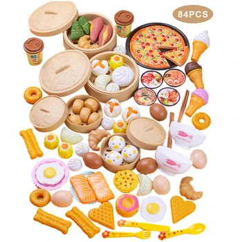 84Pcs/set Kitajske in Zahodne luksuzni obrok simulacije parnik hrano, igrače, otroška izobraževalna igra hiša igrače darila za otroke