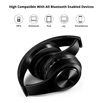 Hi-Fi Stereo Bluetooth Slušalke Zložljive Nastavljiv za Prostoročno uporabo Brezžične Slušalke Slušalke z Mikrofon Podpira TF za iPhone x xs 8