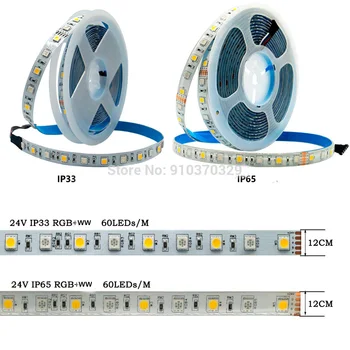 RGB LED Trak Svetlobe Žarnice SMD 5050 RGBCCT RGBW RGBWW 60leds/m Prilagodljivo LED Trakovi, Trak, 5M/Veliko DC 12V/24v