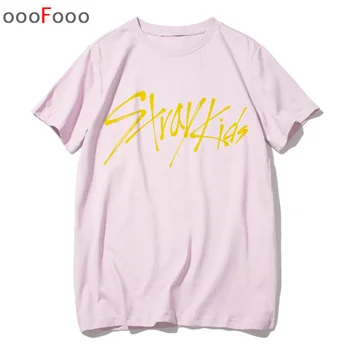 Potepuške Otroci T Shirt StrayKids ženske harajuku tee Album Fan Srajce Tshirt Vrhovi T-shirt roza kawaii korejski Kratek Rokav 90. letih Hip Hop